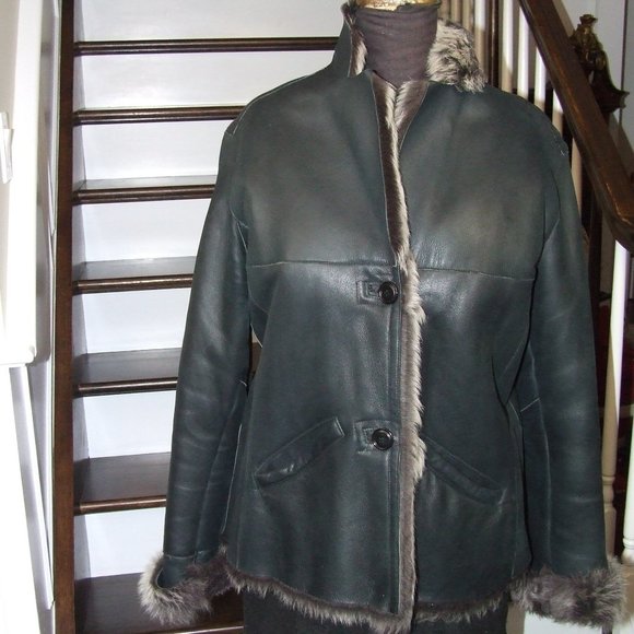 Giorgio Armani Black Label Lamb Shearling Women Jacket 40 Sheepskin Coat - Picture 1 of 11